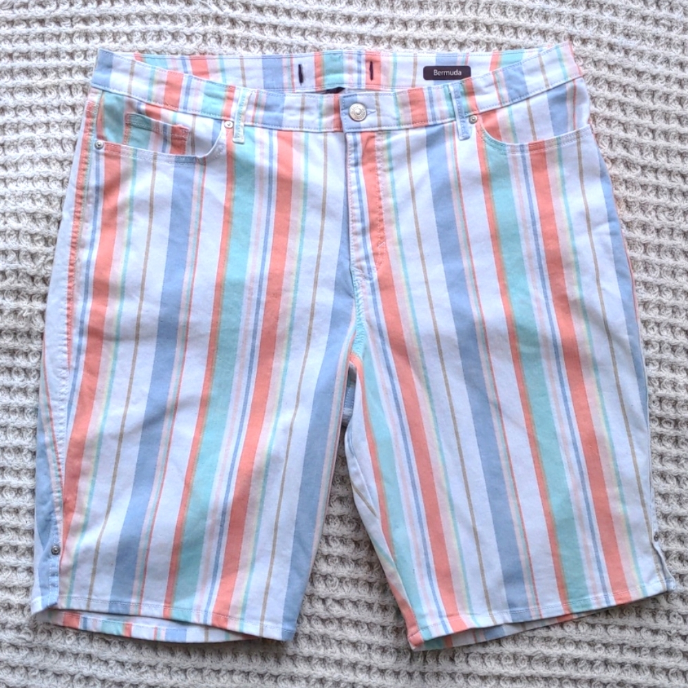 Pastel Striped Bermuda Shorts